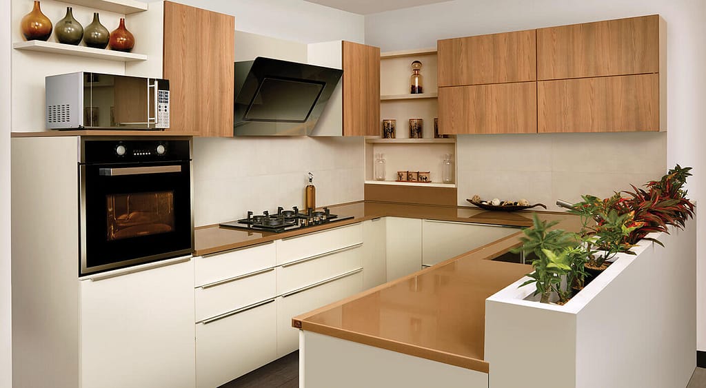 Veneer Modular Kitchen Shutters Desings