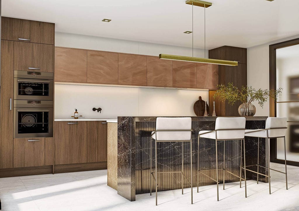 Veneer Modular Kitchen Shutters Desings